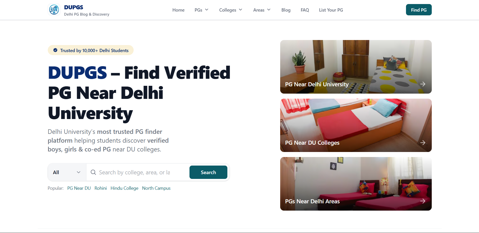 DUPGS – Find Verified PG Near Delhi University