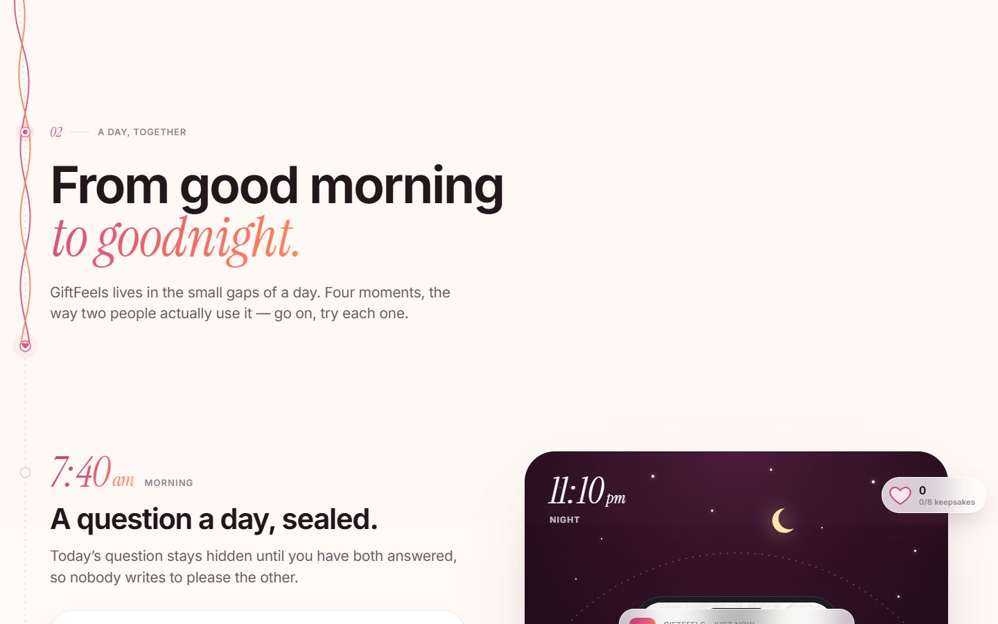 A day together, from good morning to goodnight
